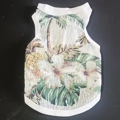 ペット服 犬 猫 タンクトップ ノースリーブ アロハシャツ ホワイト XLサイズのサムネイル
