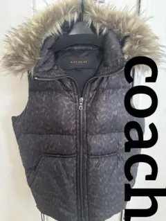 COACH ☆ヒョウ柄☆ファー付きダウンベスト