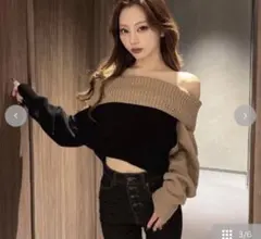 Shoko Avail オフショルニットプルオーバー 「低身長」 ベージュ