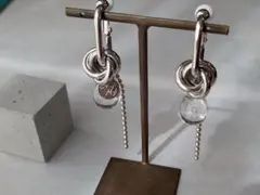 クリア 鈴丸ビーズ シルバー メタル フープ イヤリング