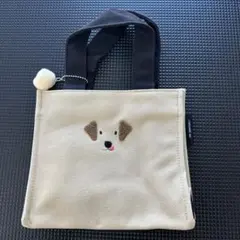 犬の刺繍付きキャンバストート保冷バッグ
