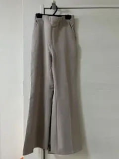 【フレアパンツ】ベージュ ゴムウエスト