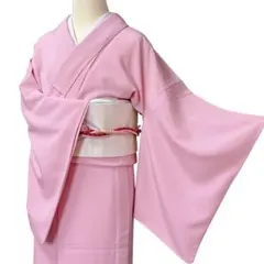 A84愛華 着物 色無地 単衣 縮緬 ピンク 手縫い仕立て 正絹 - メルカリ