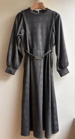 grove＊ダークグレー 長袖 ワンピース