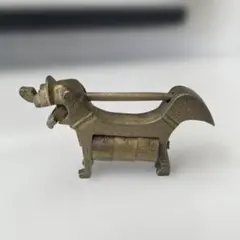 【中国古美術　アンティーク南京錠　工芸品　犬型の鍵　インテリア】レア 南京錠 古道具 レトロ 古民具 アンティーク 錠前と鍵セット