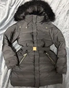 【ZARA】ブラックダウンジャケット セミロング丈 Sサイズ ベルト取り外し可