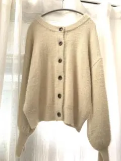 新品未使用　ディスコート　前後2wayベージュ　シャギーニットカーディガン