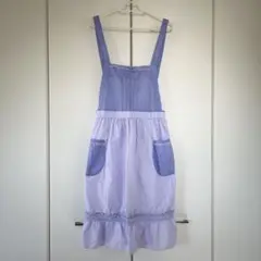 薄紫 サロペットエプロン レース付き