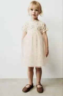 ZARAホワイト花柄ワンピース夏用100センチベビーキッズ3歳4歳子供服