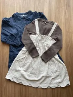 デニム花柄刺繍ワンピース 120