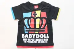 新品未使用【ベビードール】80cm カラフルロゴ半袖Tシャツブラック