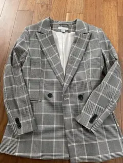 チェック柄 テーラードジャケット グレー・ホワイト