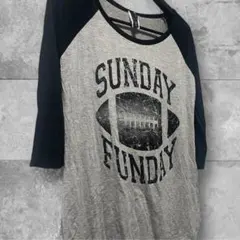 LovelySouls/ラグランスリーブ七分袖Tシャツ/フットボールSUNDAY