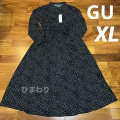 No.4749 GU ジーユー ドット プリント ロング ワンピース 水玉 XL