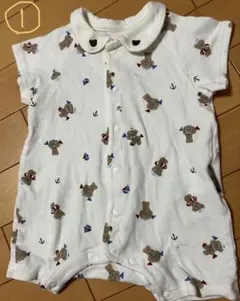 クマ刺繍ロンパース ホワイト