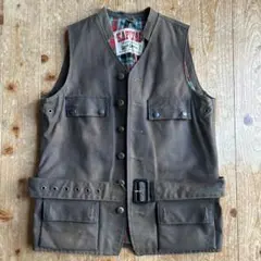 キャピタル ルイスレザー ベスト　ワックスコットン　カーキのサムネイル