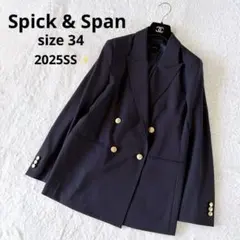25SS✨スピック＆スパン プレーンウィーブダブルブレストジャケット ネイビーのサムネイル