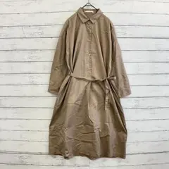アーバンリサーチドアーズ シャツ ロングワンピース 茶色 綿100 春秋 L相当