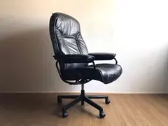 北欧ノルウェー エコーネス 黒革 ストレスレス デスクチェア キャスター付 椅子