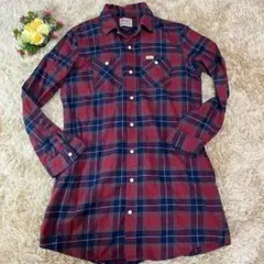 【chocol raffine】 ポケット付きチェック柄シャツ (L) 赤