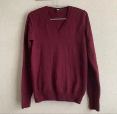 UNIQLO カシミヤ100% Vネックセーター ボルドー S