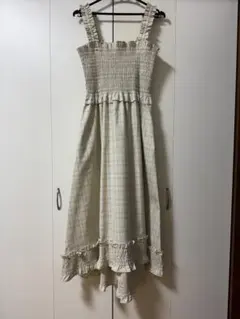 チェック柄 シャーリング キャミワンピースのサムネイル