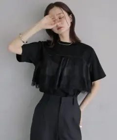 【＆g’aime】アンジェム 新品 サテンビスチェレイヤードTシャツ ブラック系のサムネイル