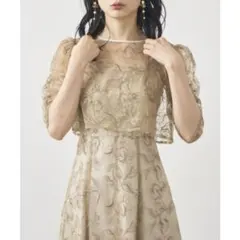 パーティードレス オケージョン お呼ばれ　フォーマル （イエローベージュ