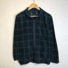 【美品】フルジップブルゾン チェック柄 秋冬 グリーン