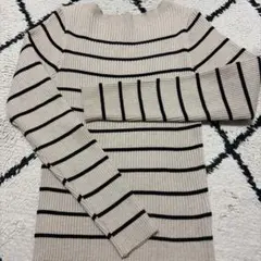 新品　SHEIN ベージュ ブラック ストライプ ニット