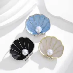 [新品・未使用] ブローチレディースアクセ貝殻海ホワイト大人可愛いキラキラお洒落