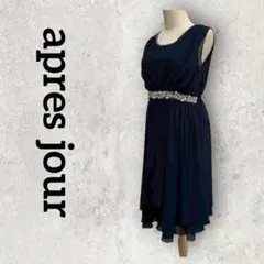 apres jour ウエストビジュー ドレス ワンピース (М) ネイビーのサムネイル