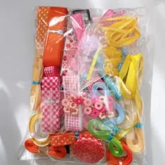 ①リボン　パーツ　ハンドメイド　ヘアゴム　素材　まとめ売り