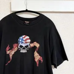 Harley-Davidsonハーレーtシャツ黒ブラック両面プリントXL相当