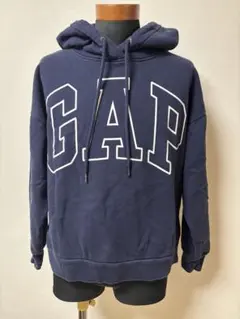 【GAP 】ショート丈 プルオーバー ロゴ パーカー ネイビー M