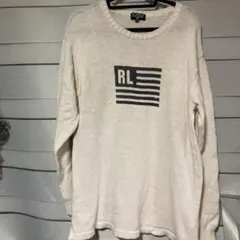 Ralph Lauren ニットセーター RLロゴ　ナイガイ　星条旗　国旗　90のサムネイル