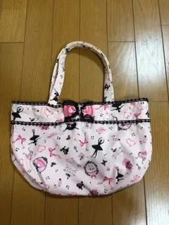 バレエ柄 レッスンバッグ ピンク フリル リボン