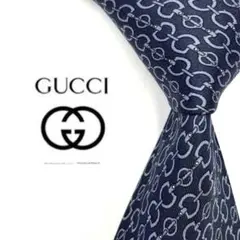 ◆美品◆GUCCI グッチ ネクタイ 紺色 幾何学模様 オシャレ