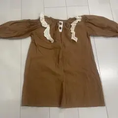 【美品】ブラウン 韓国輸入服 長袖ワンピース 110cm