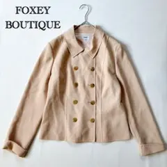 フォクシー テーラードジャケット 七分袖 ピンクベージュ 毛 ショート