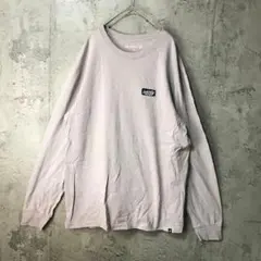 Z111古着　ロンT ワンポイント　ピンクベージュ　90s Y2K