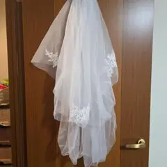 ホワイト ウェディングベール コーム付き