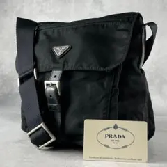 美品✨PRADA ショルダーバッグ カメラ ポシェット ナイロン 三角ロゴ 黒