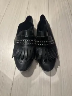 pippichicサイズ40フリンジ付きブラックローファー