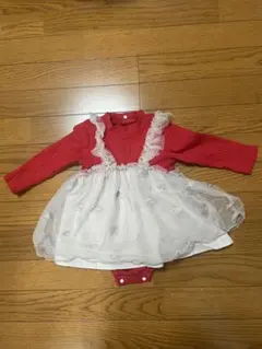 BREEZE フリル付き赤いロンパース 80サイズ