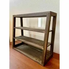 Antique counter cabinet, open style, vintage, glass display case, decorative shelf.