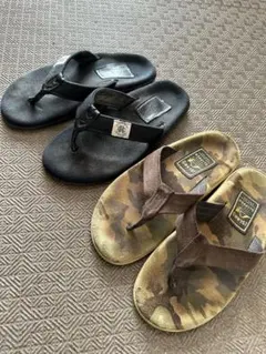 【未使用】SLIPPER アイランドスリッパ　カモフラ　サンダル　8 ISLAND SLIPPER / PT203C OLIVE/OLIVE/CAMO/迷彩レザーサンダル