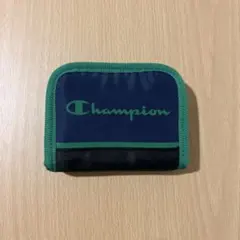 Champion キッズ 財布 二つ折り ファスナー ブラック グリーン