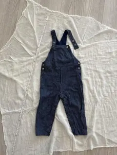 petit bateau ネイビー ストライプ コットンオーバーオール 86cm