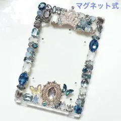 デコ　硬質ケース　トレカケース　カードケース　B8 クラウン　蝶々　水色　ブルー